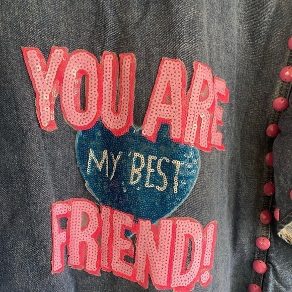 Lisette Embellished Ruffle Denim Vest Oversized Urban Streetwear NWT Y2K - Picture 9 of 13